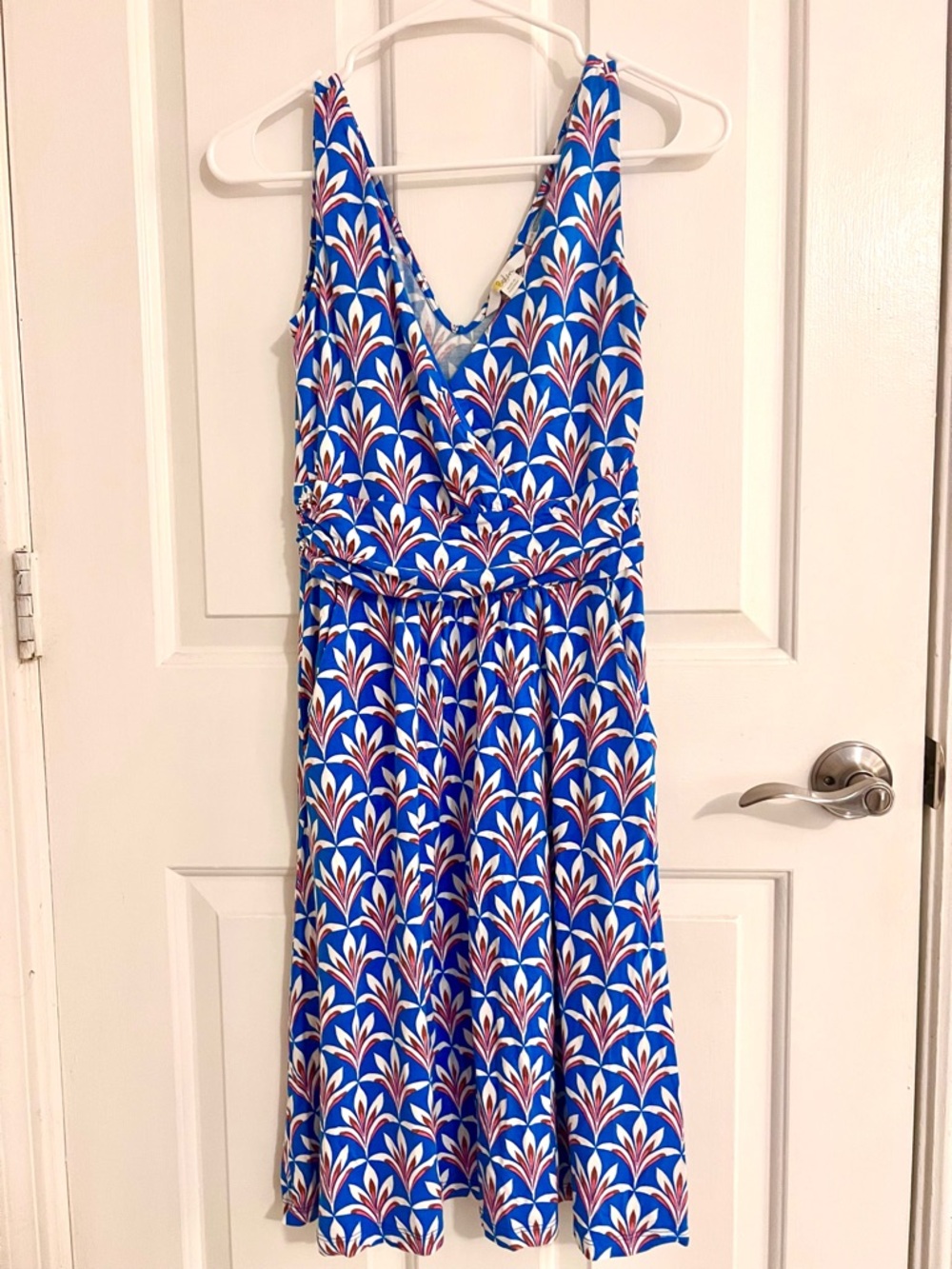 Boden Blue Floral-Pattern Midi Dress